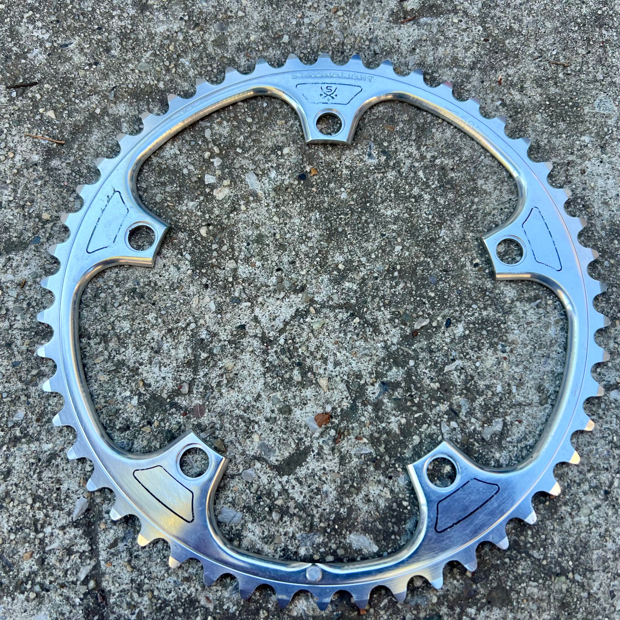 Stronglight 50T 144 BCD 5 Bolt Chainring Silver Road Bike Vintage Big