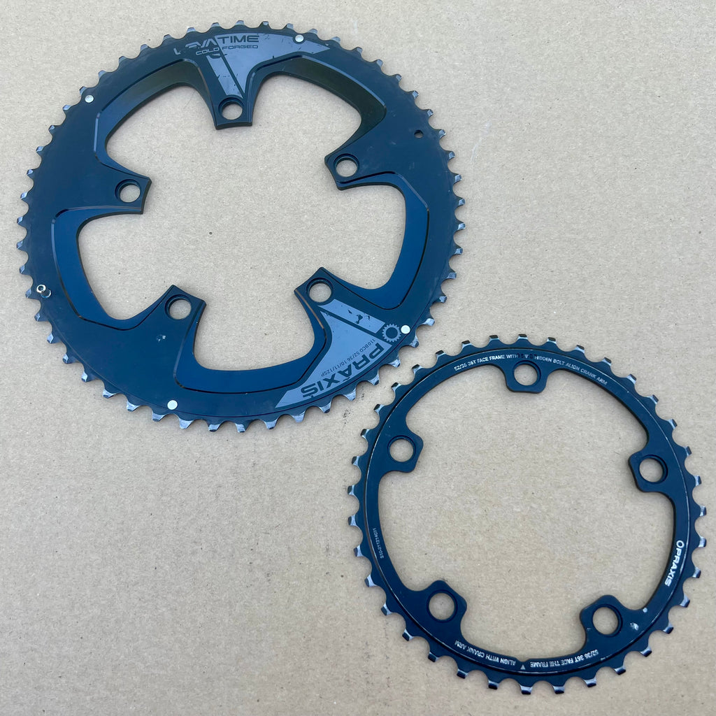 Praxis Leva Time 110 BCD 53/36T 10/11/12 Speed Double Road Black Chainring Set Cold Forged