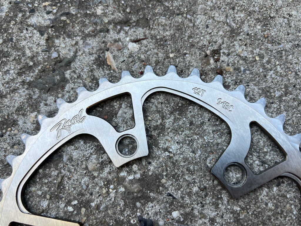 Real 94 BCD 42T 5 Bolt Big Vintage MTB Mountain Bike Silver Chainring