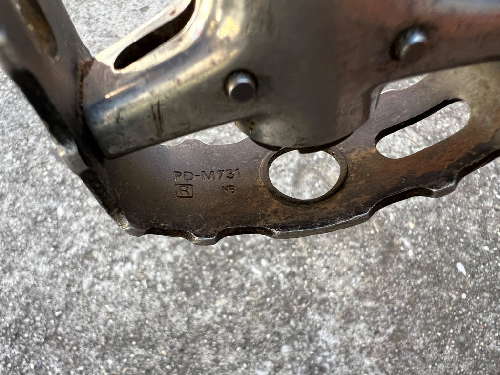 Used Shimano PD-M731 Platform Flat Pedals Vintage MTB Mountain Bike Retro Black Gray-Bicycle Bin