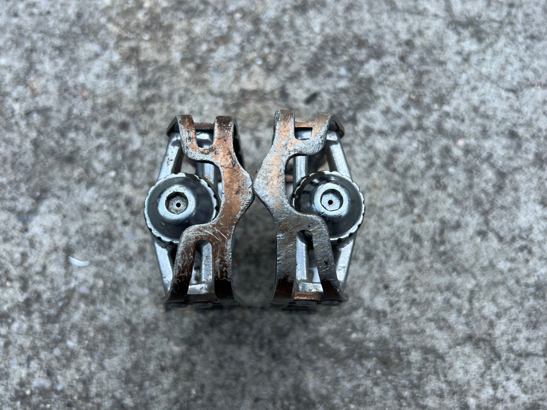 SR SP-100BL Platform Pedals Silver Brown Anodized Road Bike Touring Toe Clip   - Image 9