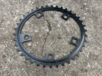 Used Sugino Bionic 38/48T 110 BCD Oval Chainring Set Steel Black Vintage MTB ATB-Bicycle Bin