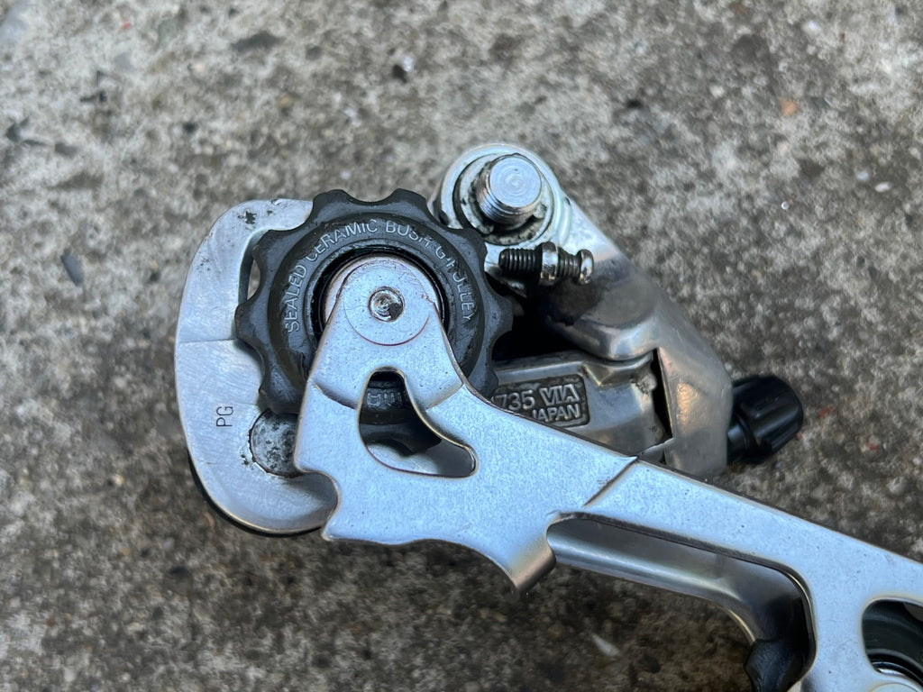 Used Shimano Deore XT RD-M735 Rear Derailleur 7 Speed Vintage MTB Retro Mountain Bike-Bicycle Bin
