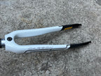 Used Focus FF Carbon Fork 700c 1 1/8” to 1 1/4” Tapered Threadless Rigid Black White-Bicycle Bin