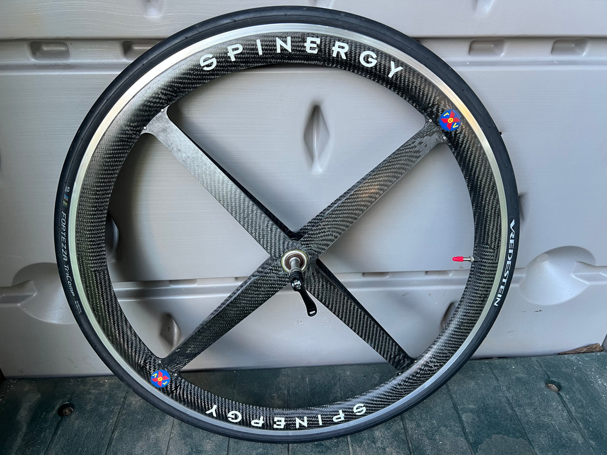 Spinergy REV X 700c Carbon 4 Spoke 8 Speed Clincher Vintage Road Rear Wheel