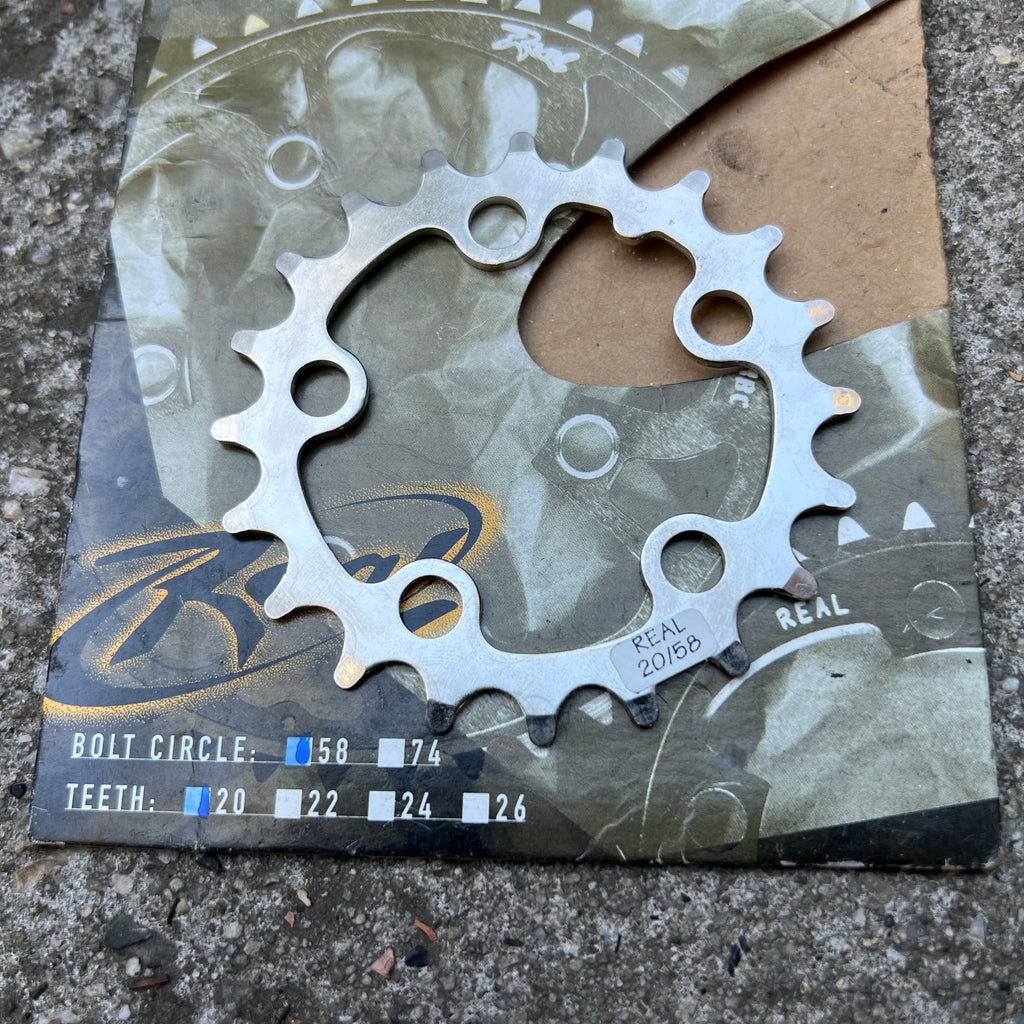 NOS Real 58 BCD 20T Hardened Steel Small Low Silver Vintage MTB Granny Chainring