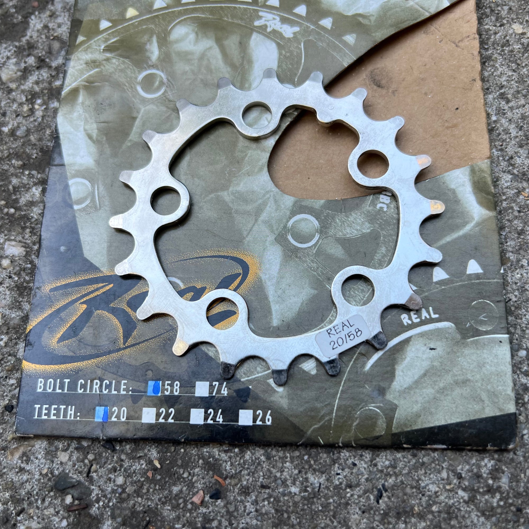 NOS Real 58 BCD 20T Hardened Steel Small Low Silver Vintage MTB Granny Chainring
