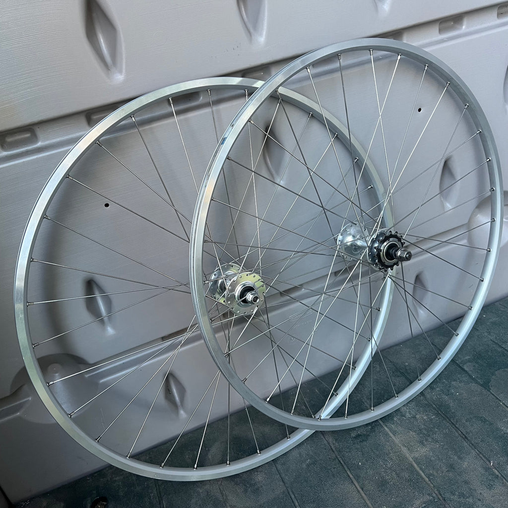 Miche Track Wheelset 100/120mm 700c Clincher Vintage Silver Fixed Gear High Flange 7