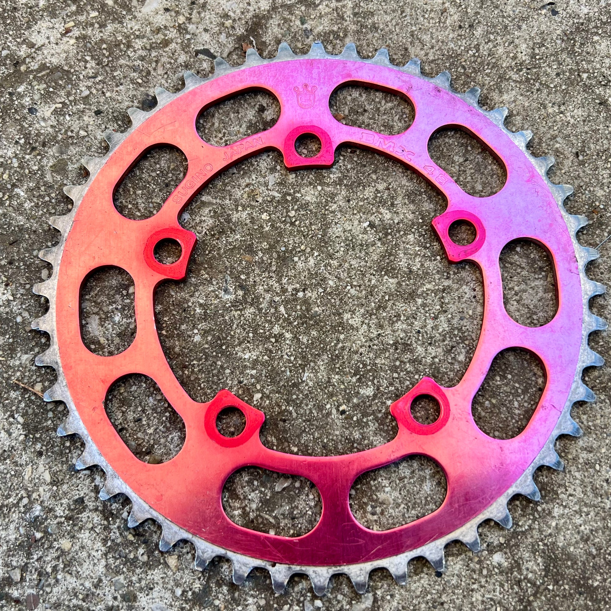 Sugino BMX 110 BCD 5 Bolt 48T Red Anodized Chainring 3/32” Vintage OG