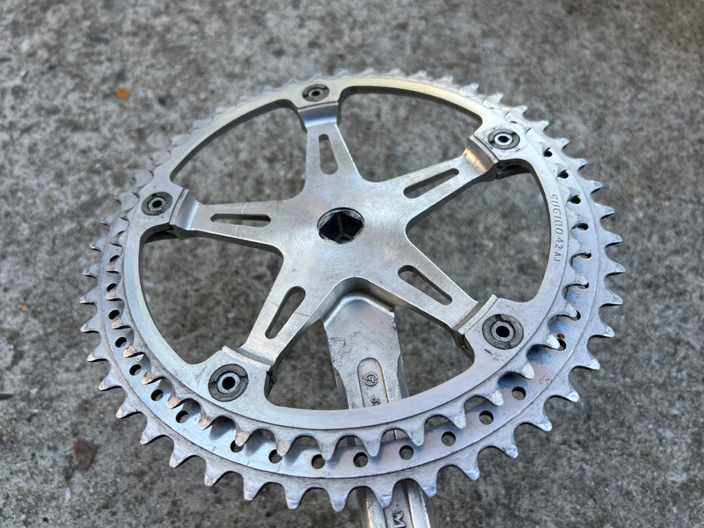 Sugino Mighty Crankset 171mm 48/42T Double Vintage Road Retro 144 BCD Drillium  - Image 14