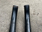 Used Onza Steel Black Bar Ends Angled Clamp On Rubber Grip Logo Vintage MTB Retro-Bicycle Bin