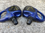 Used Look 256 Vintage Blue Carbon Clipless Pedals Road Bike Gravel Racing Pair-Bicycle Bin