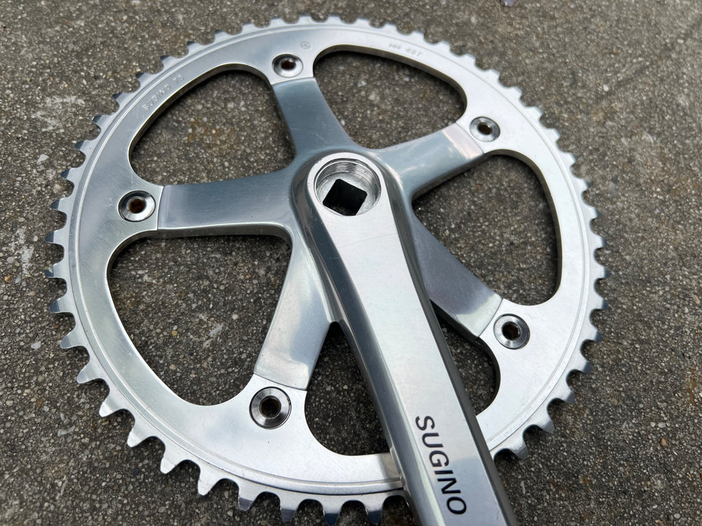 Sugino 75 165mm Crankset & Bottom Bracket 68mm NJS Silver Track Vintage Retro - Image 17