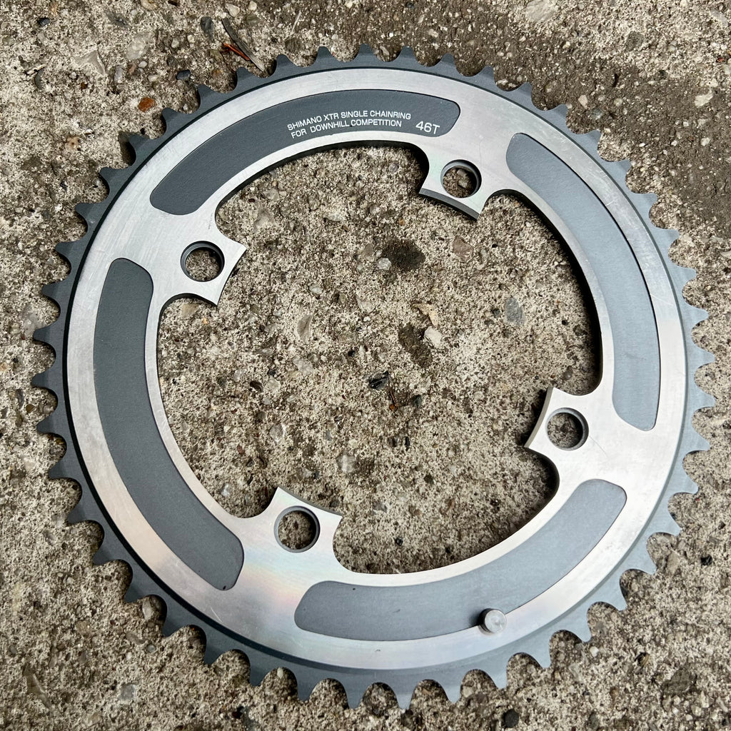 NOS Shimano XTR 46T 112 BCD Downhill Chainring Vintage MTB Gray DH 4 Bolt