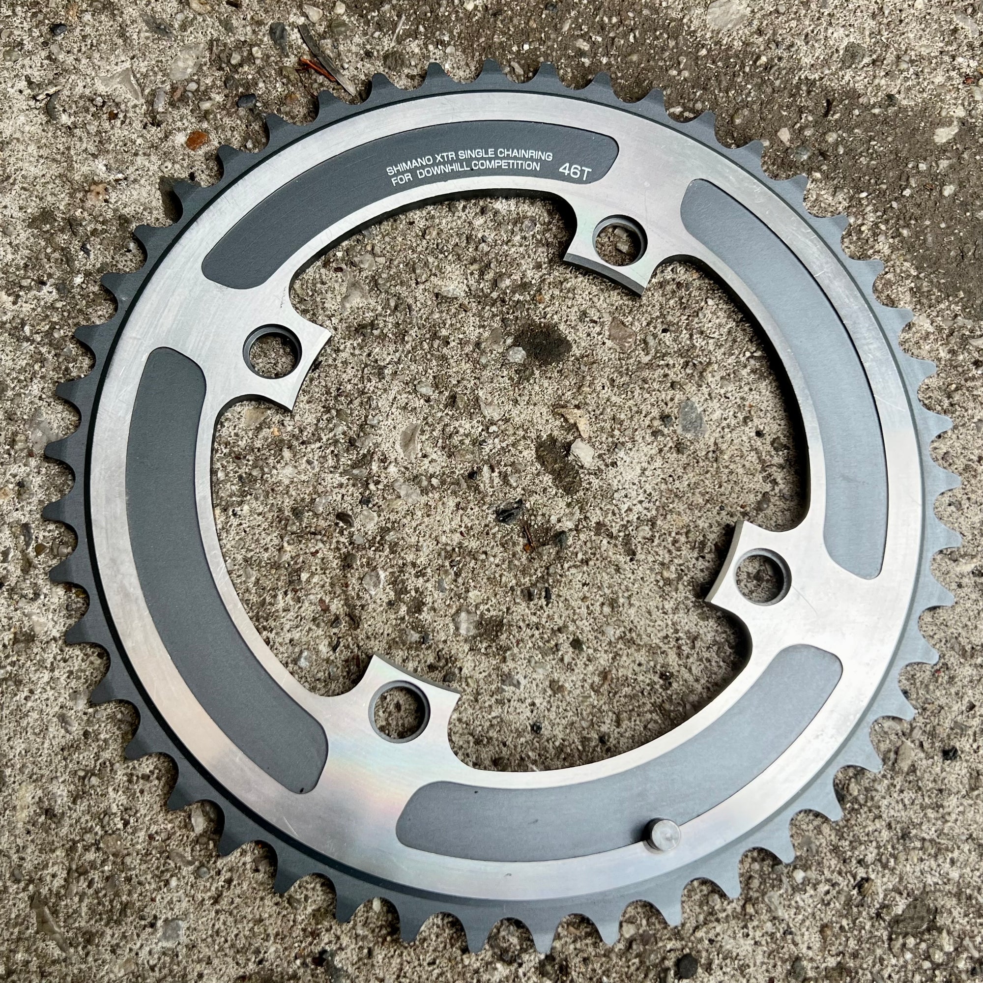 NOS Shimano XTR 46T 112 BCD Downhill Chainring Vintage MTB Gray DH 4 Bolt