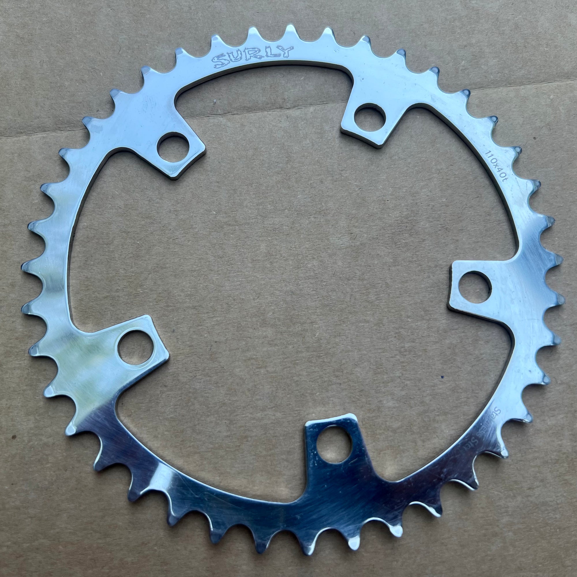 NOS NEW Surly 110 BCD 40T Single Speed Stainless Steel Chainring Track Road Commuter 3/32”