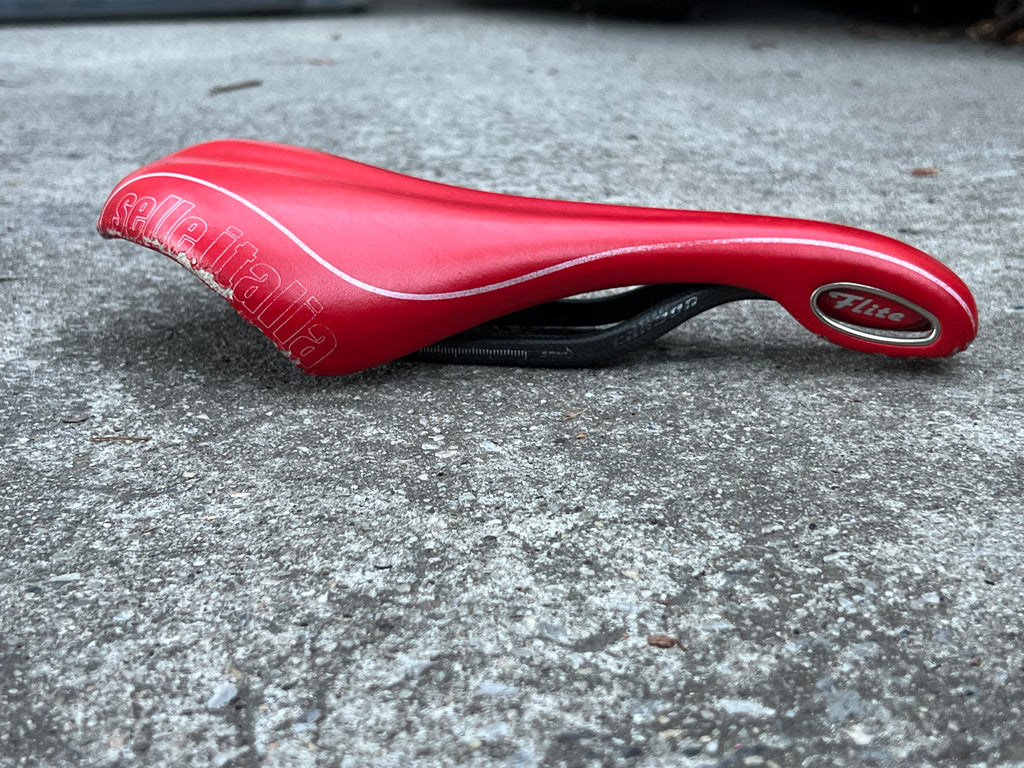 Selle Italia Flite 280x125mm Carbon Red Saddle 9mm Oval Rails Road Bike 174g