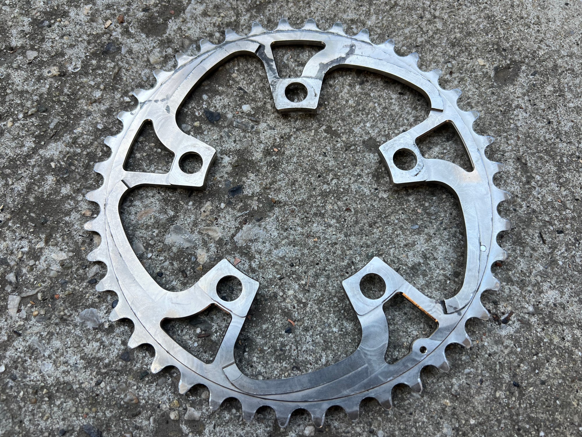 Real 94 BCD 42T 5 Bolt Big Vintage MTB Mountain Bike Silver Chainring