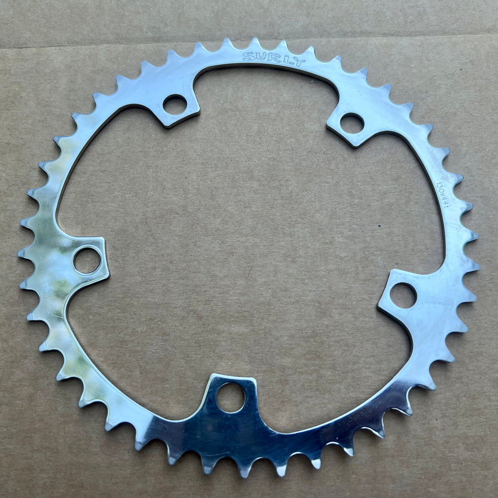 NOS NEW 130 BCD 44T Surly Stainless Steel Chainring Road Track Commuter Single Speed 3/32”
