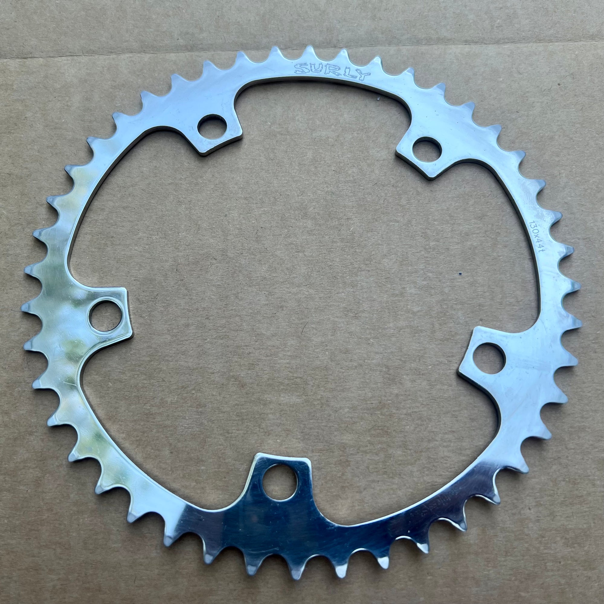 NOS NEW 130 BCD 44T Surly Stainless Steel Chainring Road Track Commuter Single Speed 3/32”