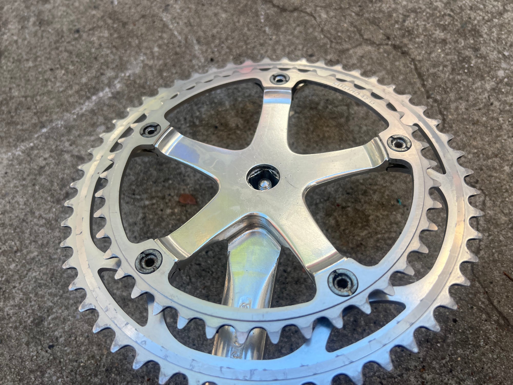 FREE SHIP Sugino GS 170mm 42/52T 144 BCD Double Vintage Road Silver Crankset