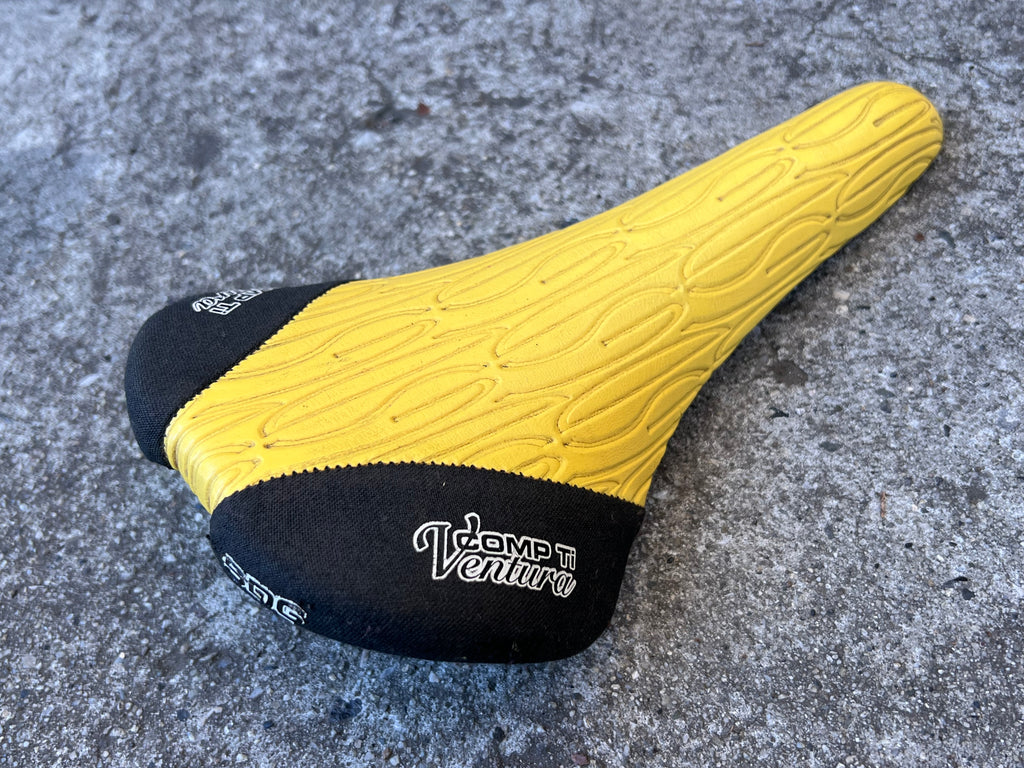 SDG Ventura Comp TI Titanium Saddle 270x140mm Yellow Vintage MTB Mountain