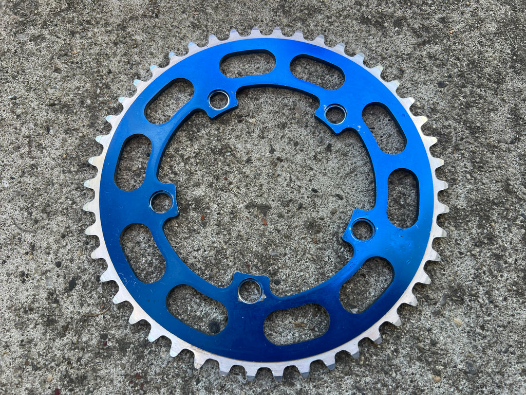 Sugino BMX 110 BCD 46T Chainring 5 Bolt Blue Anodized Vintage 3/32”