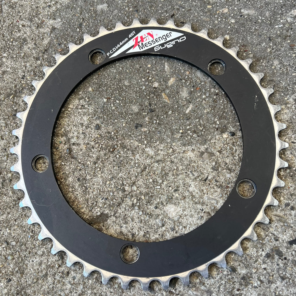 Sugino Zen Messenger 1/8” 144 BCD 45T 5 Bolt Track Chainring Black Fixie
