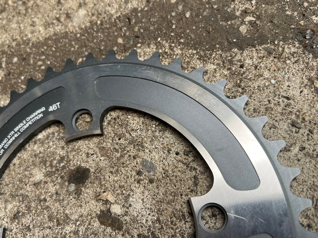 NOS Shimano XTR 46T 112 BCD Downhill Chainring Vintage MTB Gray DH 4 Bolt