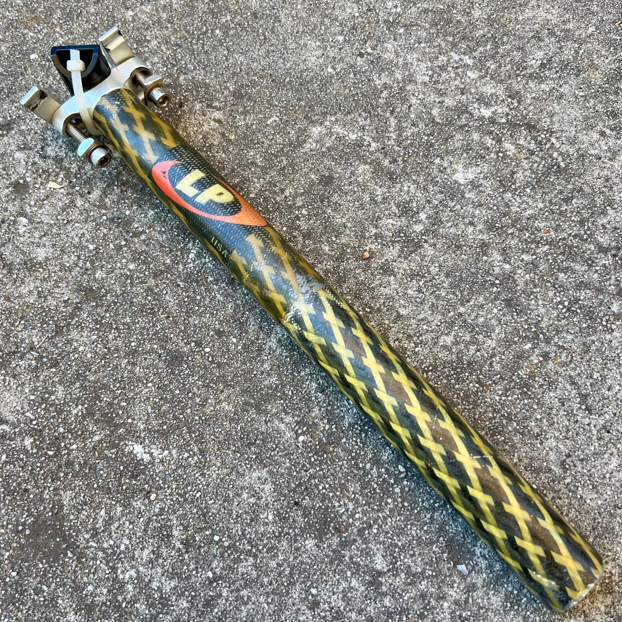 LP Composites 31.6x340mm Carbon Seatpost Vintage MTB Yellow Weave