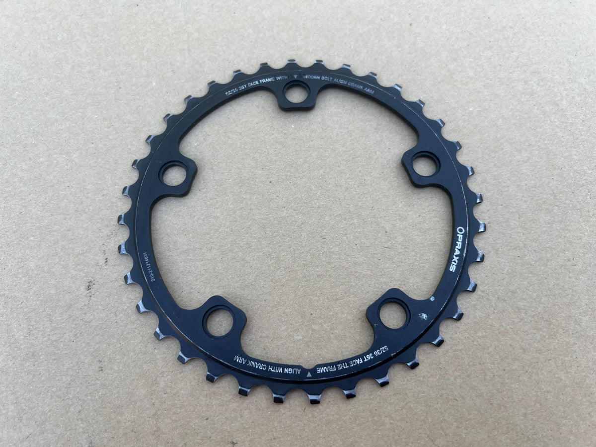 Praxis Leva Time 110 BCD 53/36T 10/11/12 Speed Double Road Black Chainring Set Cold Forged