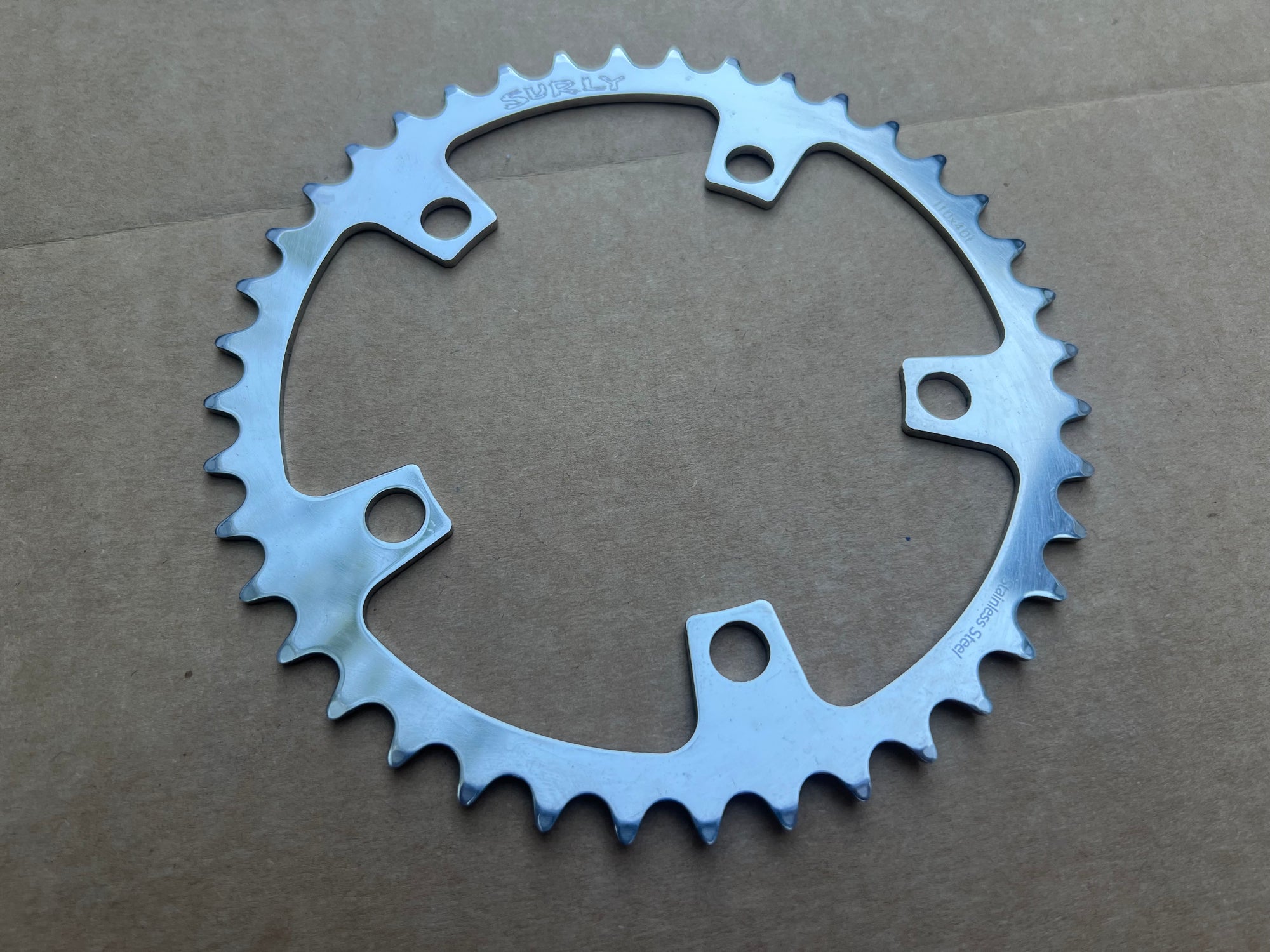 NOS NEW Surly 110 BCD 40T Single Speed Stainless Steel Chainring Track Road Commuter 3/32”