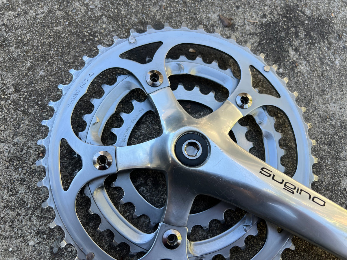 Sugino XD2 165mm Square Taper 26-36-46T Triple Touring Silver Crankset