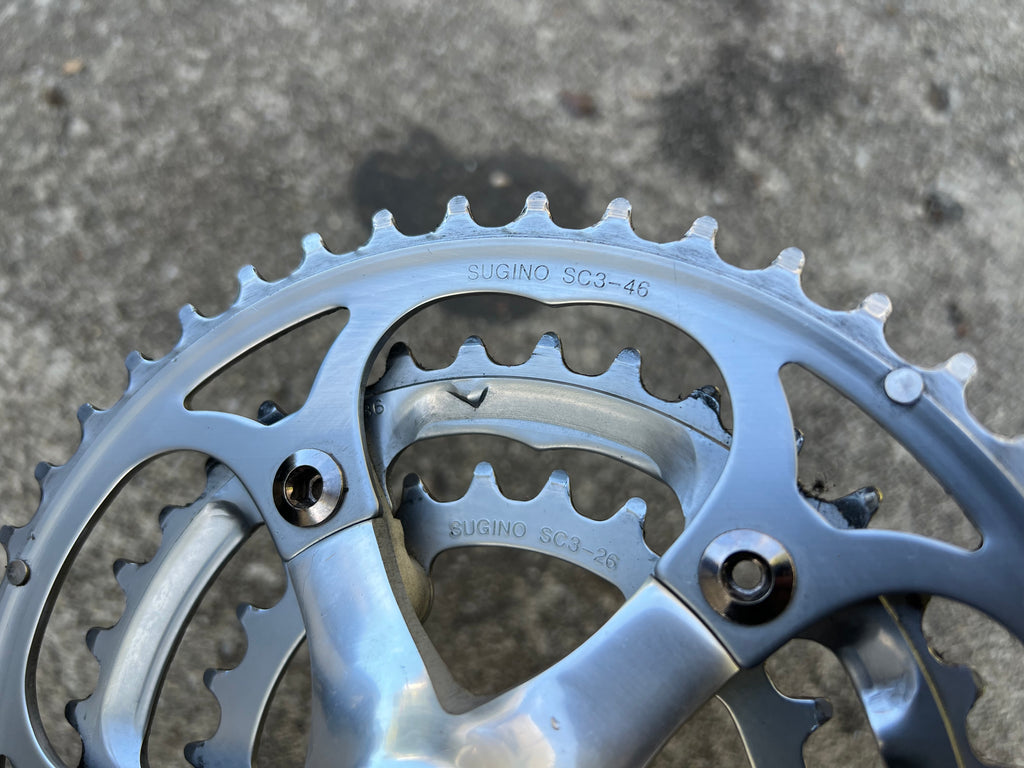 Sugino XD2 165mm Square Taper 26-36-46T Triple Touring Silver Crankset