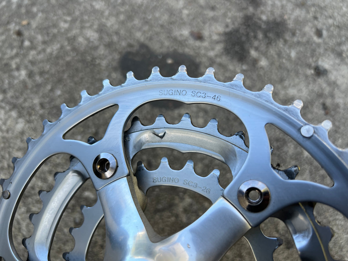 Sugino XD2 165mm Square Taper 26-36-46T Triple Touring Silver Crankset